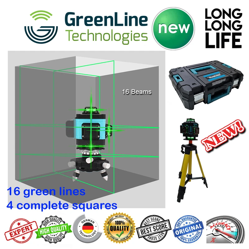 تراز لیزری ماکیتا نور سبز مدل 16 لاین Makita 4D-16 L Hard Box فوق هوشمند